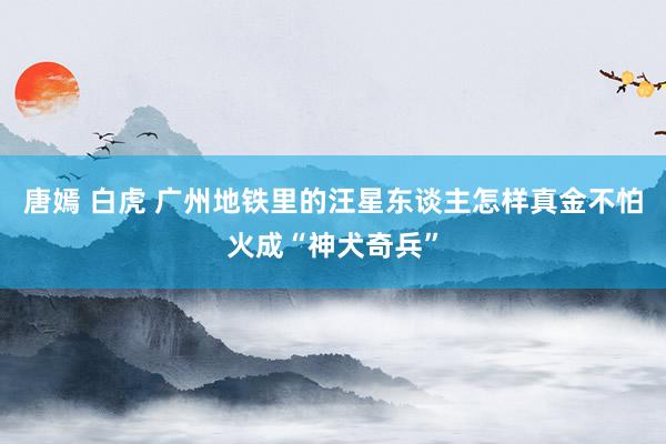 唐嫣 白虎 广州地铁里的汪星东谈主怎样真金不怕火成“神犬奇兵”