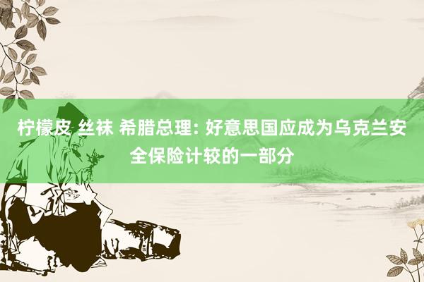 柠檬皮 丝袜 希腊总理: 好意思国应成为乌克兰安全保险计较的一部分
