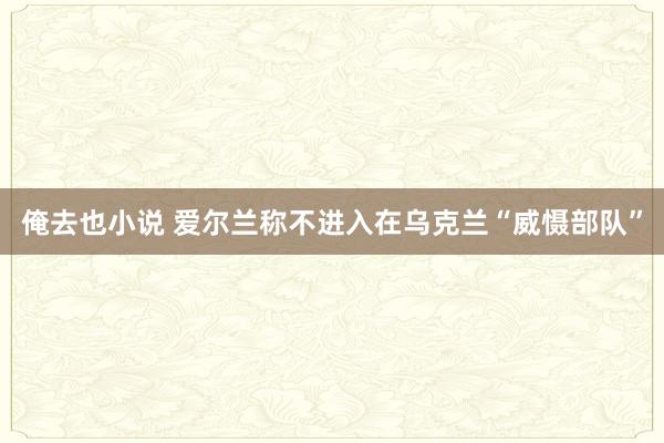 俺去也小说 爱尔兰称不进入在乌克兰“威慑部队”