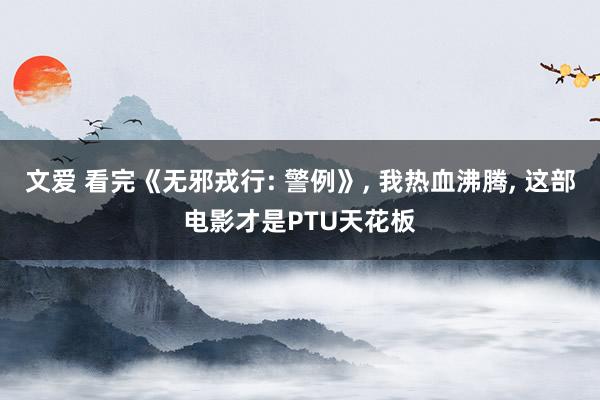 文爱 看完《无邪戎行: 警例》, 我热血沸腾, 这部电影才是PTU天花板