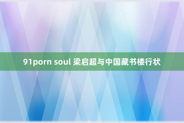 91porn soul 梁启超与中国藏书楼行状