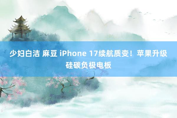 少妇白洁 麻豆 iPhone 17续航质变！苹果升级硅碳负极电板